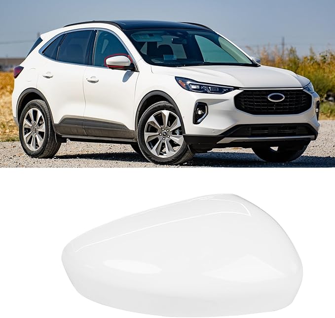 Compatible with Ford Escape SE/SEL Right Passenger Side Mirror Cap Cover 2020 2021 2022 2023 2024, White Side Door Rearview Mirror Cover Replacement Without Turn Signal Light