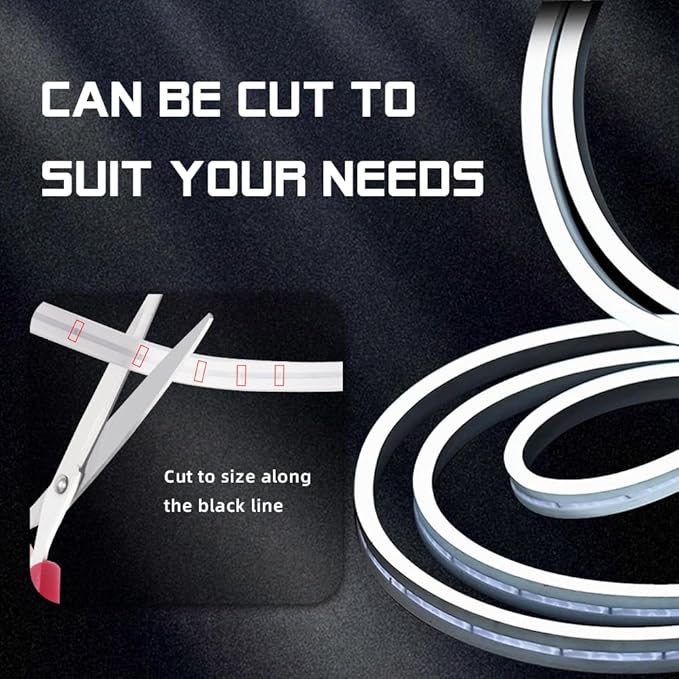 Car LED Strip Light For Trunk, 158Inch IP67 Silicone Waterproof Neon Light Strip Embedded, Flexible Cutting Universal Auto Interior Lights(White)