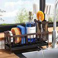 Cisily Brown Sponge Holder for Kitchen Sink, Sink Caddy Organizer with High Brush Holder, Kitchen Countertop Organizers and S