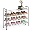 Bumusty 4-Tier Expandable Shoe Rack for Closet, 18“-33” Adjustable Shoe Rack for Small Space, Small Shoe Organizer for Front 
