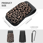 Sunglasses Holder for Car Visor, PU Leather Glasses Clip Organizer, Cute Magnetic Eyeglass Holder for Vehicle Sun Visor, Car Interior Accessory for Women & Men Brown Leopard Spots