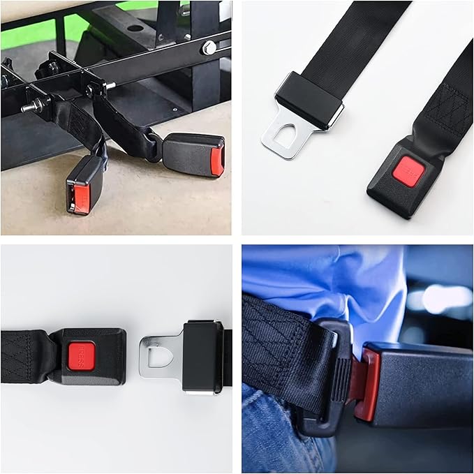 Universal Seat Belt 2 Point Adjustable Belts Harness Kit for Go Kart, Club Golf Cart in Black (54-Inch with Installation Screws) (Set of 4)
