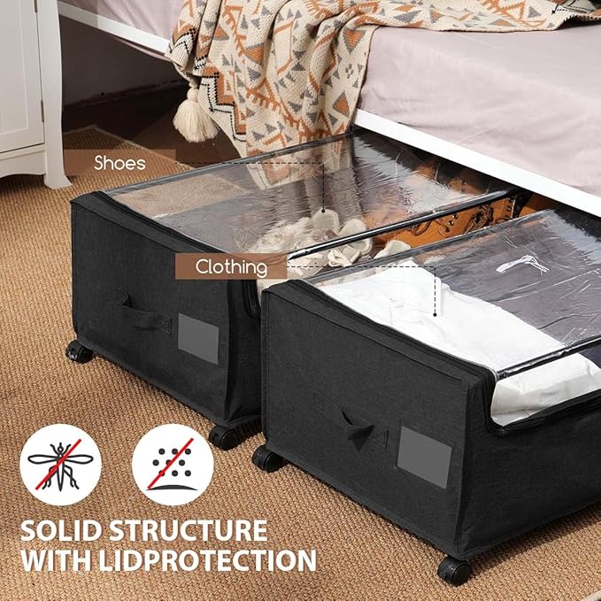 Under Bed Storage with Wheels, Under The Bed Storage Drawers On Wheels, Rolling Underbed Drawers, Lockable, Heavy Duty, XXXXL