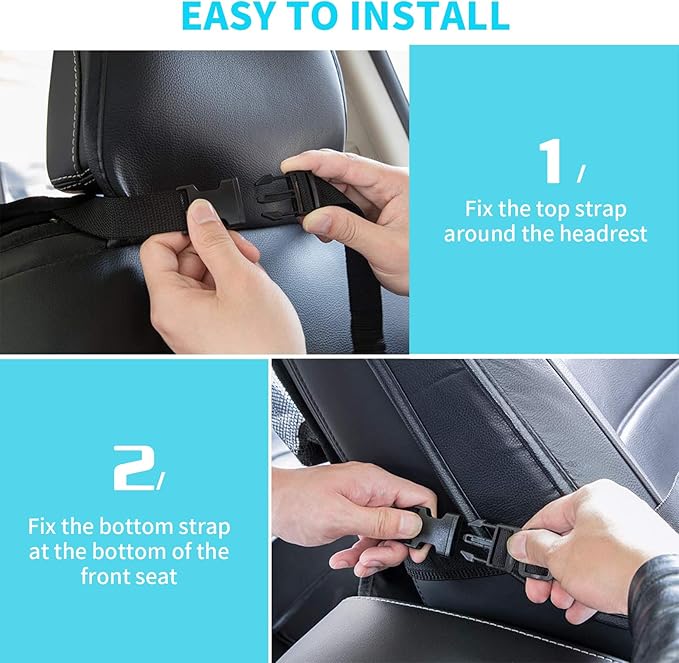 TCJJ Car Backseat Organizers with 10" Touch Screen Tablet Holder&9 Storage Pockets,Back Seat Organizer for Kids Waterproof Car Seat Organizer,Black/2 Pack