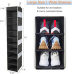 Large-Sized Hanging Shoe Organizer 10-Shelf, Sturdy Hanging Closet Organizer with 8 Side Pockets, Wider Hanging Shelves for S