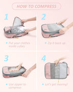 BAGSMART 6 Set /4 Set/2 Set Compression Packing Cubes for Travel, Lightweight Luggage Organizer Bags, Durable Space Saver Bag