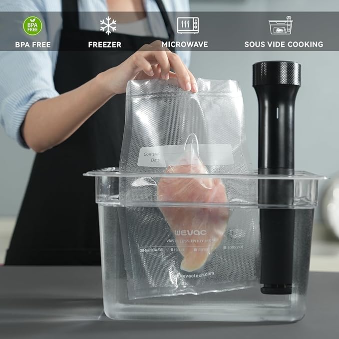 Wevac 11" x 16" Precut Vacuum Sealer Bags, 100 Count, Includes 5 Liquid Block Bags & 5 Bone Guard Pieces, Heavy Duty for Food