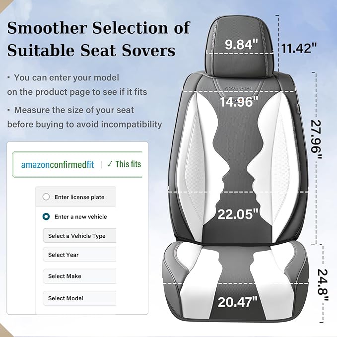 Coverado Car Seat Covers, Front Covers for Cars, Car Seat Cover Front Seats, Automotive Seat Cover, Waterproof, Leather Car S