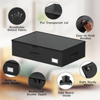 Underbed Storage Bins with Wheels, No Assembly Required - 7.5 inch height Black Large Capacity Rolling Underbed Containers fo