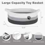 Optish Dog Toy Easter Basket, Toy Box and Bin for Dog Cat Storage, 13.5" X 11" X 5" Small Woven Rope Basket for Baby Storage,