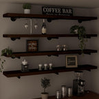 Industrial Pipe Wall Wood Shelves,Real Wooden Shelves 60" in Walnut Color with 11.8" Extra Width, Modern Floating Shevles Boo