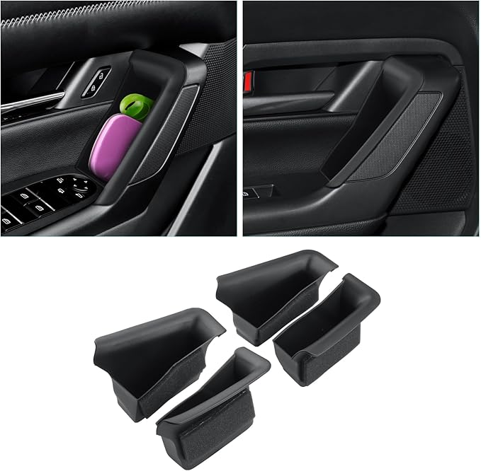 CDEFG 4Pcs for 2025 2026 Mazda CX-50 Center Console Organizer Tray Door Handle Pockets Trash Can Storage Box for 2023 2024 2025 2026 Mazda CX-50 Accessories 4-Doors Trash Bin Storage Case TPE Material