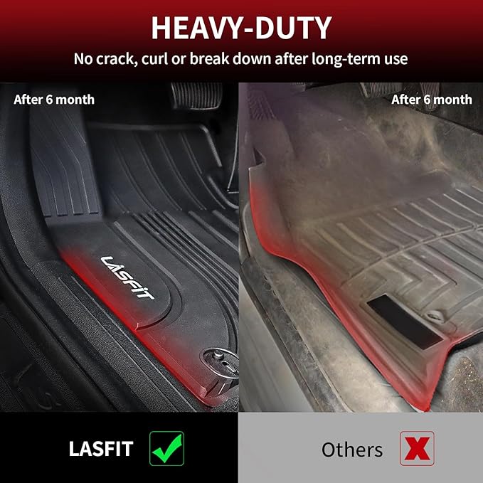 LASFIT Floor Mats for Hyundai Santa Fe 2021 2022 2023 (Only Fit Gas, Not Fit Hybrid or PHEV), All Weather TPE Custom Fit Car Floor Liners 1st & 2nd Row Mats Accessoires, Black