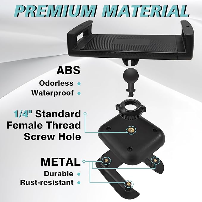 BestEvMod Seat Back Second Row Anchor 1/4 Screw Mount Phone Holder Tablet Mag Safe Compatible with 2022-2024 2025 2026 Rivian R1T&R1S Backseat fits All Phones&Android 360° Adjustable(Tablet Holder)
