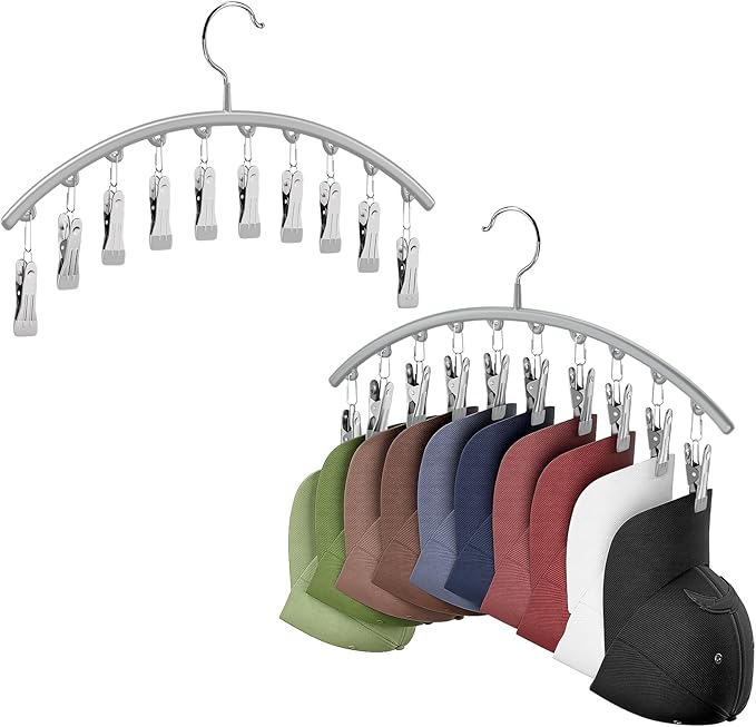Cuipingoo Hat Hangers for Closet, Metal 2 Pack Hat Organizer Holder for Hanger Closet Display, Hat Racks for Baseball Caps w/