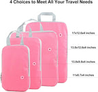 COVAX 4 Set Compression Packing Cubes, Travel Luggage Organizers and Storage Packing Cubes (Pink)