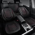 CAR PASS 3D Foam Faux Leather Car Seat Covers Full Set, Red Waterproof Leather Seat Cover for Cars,Luxury Universal Fit for S