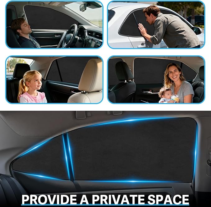 ZATOOTO Car Window Shades Custom Fit for Toyota Corolla 2019-2024 4-Pack Car Window Covers with 100% UV Protection and Total Blackout Privacy Heat Insulation for Family Travel Baby and Pet Safety