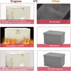 ENGPOW File Box with Lock, Fireproof Document Box with Zipper Lid, Collapsible File Storage Organizer Filing Cabinet with Han
