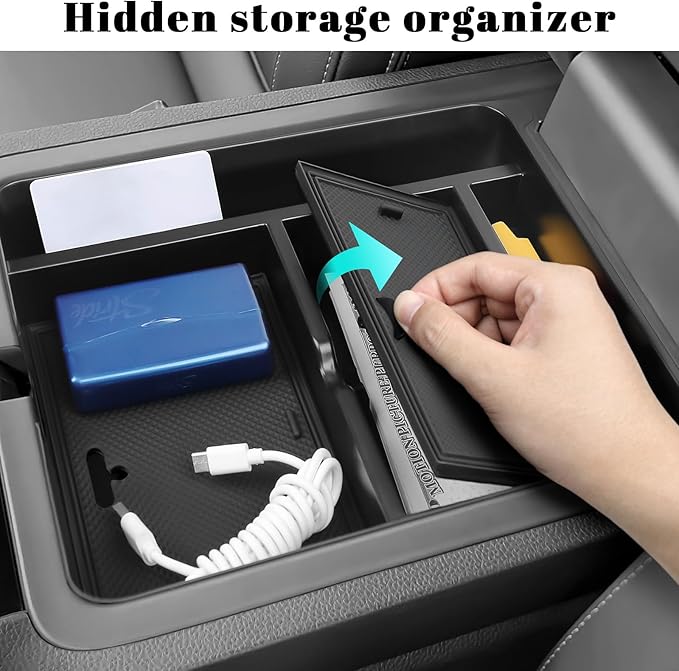 Center Console Hidden Box Organizer Compatible with Honda 2023-2025 2026 Pilot & 2024-2026 Passport & 2024 2025 Ridgeline Interior Accessories Insert Armrest Hidden Organizer Tray