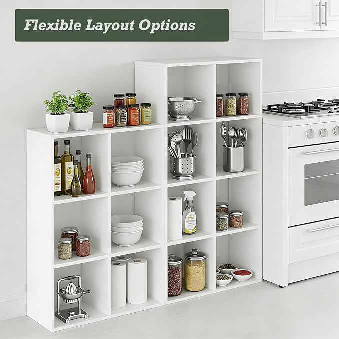 6-Cube Storage Organizer Shelf, Open Cube Bookshelf, Reversible Bookcase, Modern Sturdy Storage for Living Room, Bedroom, Ent