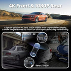 Dashcam Front and Rear Camera,TVFEA Dash cam 4K,Dual Dash Camera for Cars with Wi-Fi,3.18" LCD Screen,64GB Card,APP Control,N