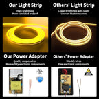 iNextStation Yellow Led Strip Lights, 16.4Ft/5m Neon Led Light Strip with Power Adapter, 12V Waterproof Silicone Flex LED Rope Lights for Bedroom Wall Festival Party Neon Sign DIY Decor