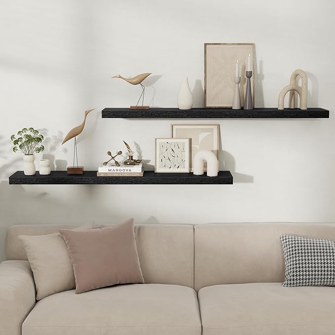 Fun Memories Floating Shelves for Wall, Rustic Wood Wall Mounted Shelves for Bathroom, Bedroom, Living Room & Kitchen, Storag