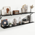 55" Long Wall Mounted Floating Shelves,8 inch Deep Floating Shelf with Metal Brackets Set of 2,Easy-to-Install Wall Decor Sto