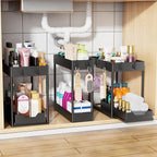 Simple Trending 3 Pack Under Sink Organizer, Pull-Out Cabinet Organizer Drawer, 2 Tier Multi-Purpose Slide Out Storage Shelf 