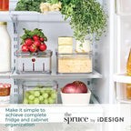iDesign Crisp 3-Piece Recycled Plastic Refrigerator Organizer Bin Set with Lids, Clear/Gray