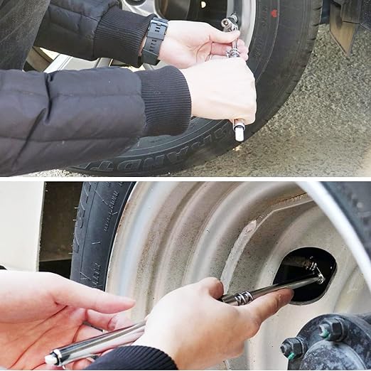 ATsafepro Semi Truck Tire Pressure Gauge, Heavy Duty Tire Gauge Range to 150PSI/10Bar,Dual Head Air Pressure Gauge for RV, Semi, Truck,SUV and Car