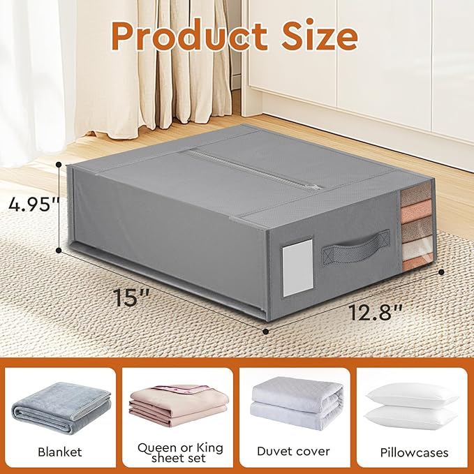 StorageTastic 6 Pack Bed Sheet Closet Organizers and Storage,Sturdy Foldable Storage Containers with Window and Label,Storage