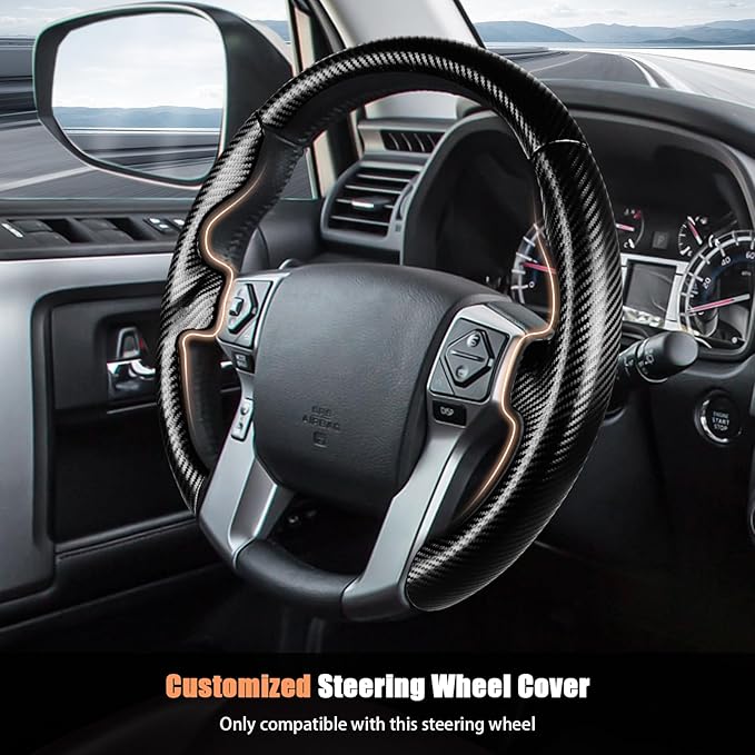 Aimato Customized Steering Wheel Cover for Toyota Tacoma 2012-2023/4Runner 2010-2024/Tundra 2014-2021/Sequoia 2014-2022 Thin,Anti-Slip,Scratch-Resistant Exclusive Car Accessory for Toyota