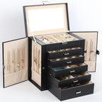 BOOVO Jewelry Box For women, 6 Layer Large Jewelry Organizer With Mirror, Multi-Function Storage Box With Lock, Necklace Hold