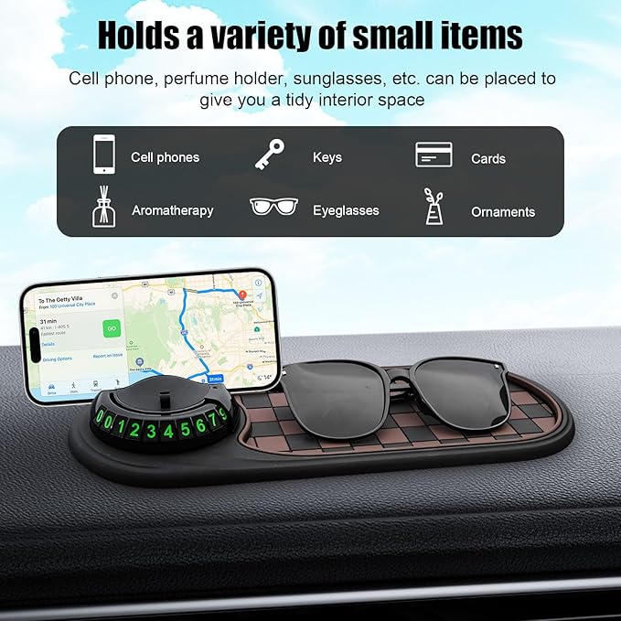 Non-Slip Car Dashboard Mat – Universal Silicone Phone Holder for iPhone & Android | Anti-Skid Sunglasses, Keys, Gadgets Organ