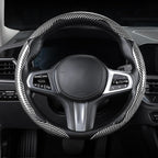 Carbon Fiber Steering Wheel Cover, Snap on Car Steering Wheel Cover Set Accessories 3pcs Wrap Grip Non Slip Protector Universal Glossy Silver