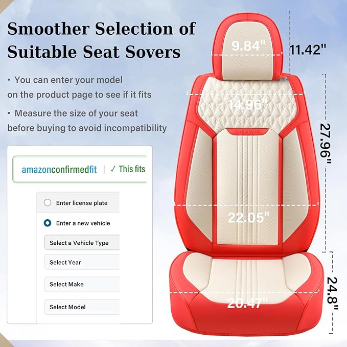 Coverado Car Seat Covers Full Set, Front and Rear Seat Covers, 5 Seats Leather Seat Covers for Cars, Waterproof Car Seat Prot