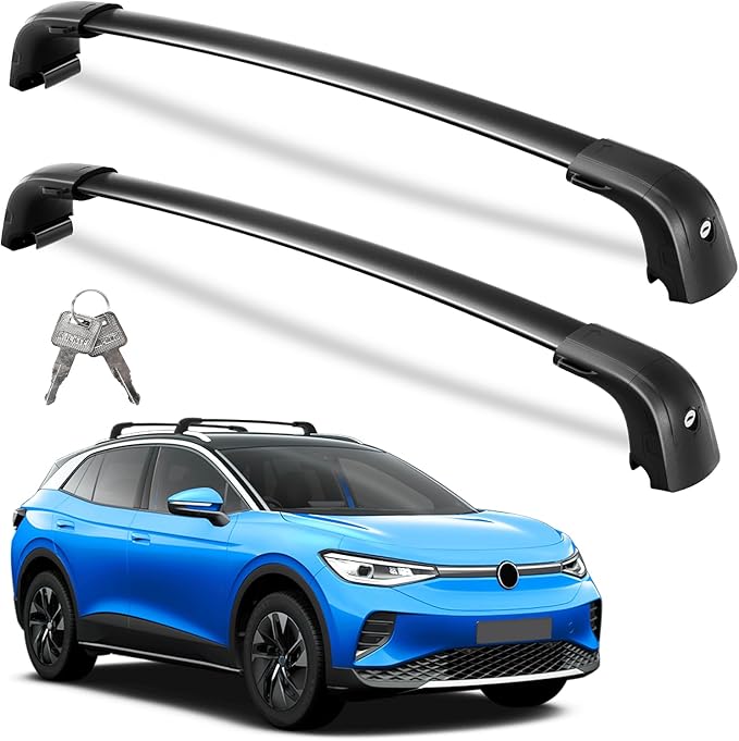 Roof Rack Cross Bars 220lbs Compatible with Volkswagen VW ID4 ID.4 2021-2026, Lockable Heavy Duty Aluminum Roof Rails Crossbars Cargo Canoe Black Rooftop Cargo Carrier.