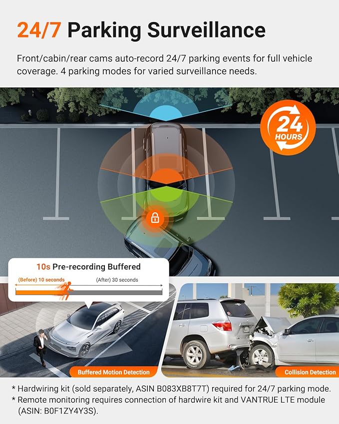 Vantrue N4 Pro S 4K 3 Channel Dash Cam w/Triple STARVIS 2, 4K+1080P+2.5K Front Inside Rear Dash Camera, 4+2.5K Dual Channel, 