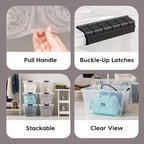 IRIS USA 54 Qt Stackable Plastic Storage Bins with Lids, 6 Pack - BPA-Free, Made in USA - See-Through Organizing Solution, La