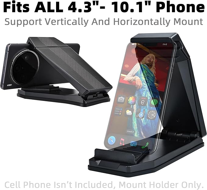Mini Dashboard GPS Mount Holder Phone Tablet PC Navigation Holder for Garmin Nuvi Tomtom iPhone iPad Galaxy Yoga Android Fits 4.3"-10.1" GPS & Smartphone Friction Clamp Mount (Black)