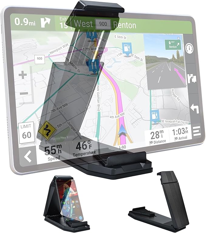 Mini Dashboard GPS Mount Holder Phone Tablet PC Navigation Holder for Garmin Nuvi Tomtom iPhone iPad Galaxy Yoga Android Fits 4.3"-10.1" GPS & Smartphone Friction Clamp Mount (Black)