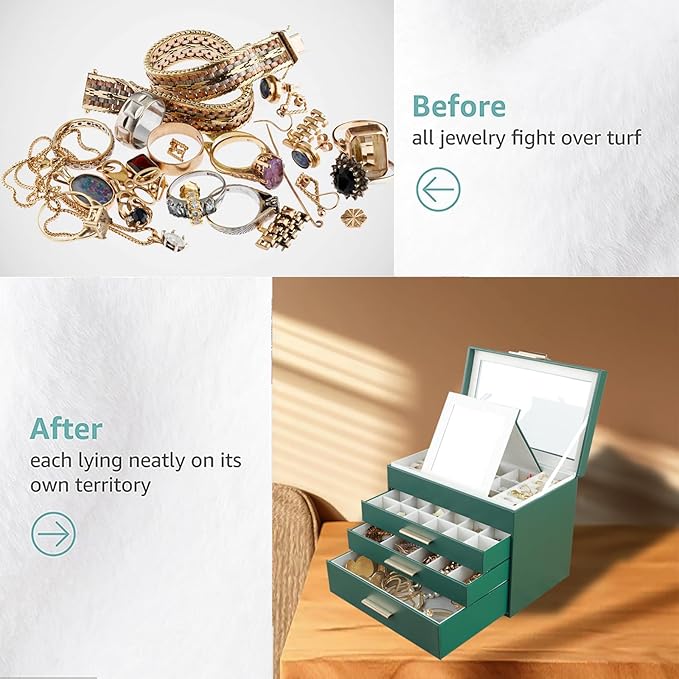 BOOVO Jewelry Boxes for Women, White and Black 6 Layer Large Jewelry Box for Necklace, Bracelet, Earrings, Rings Storage, Jew