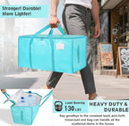 16 Pack-Extra Large Heavy Duty Moving Bags - Waterproof Storage Totes with Handles & Zippers, Foldable for College Dorm, Stor