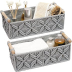 Macrame Storage Basket Boho Decor Baskets for Organizing Woven Decorative for Countertop Toilet Paper Basket for Tank Top for