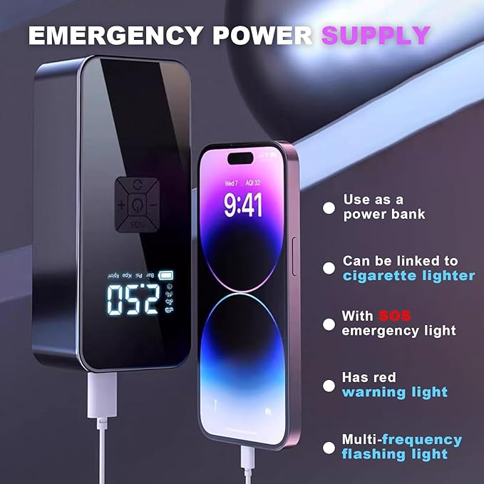 Jump Starter with Air Compressor,14.8V 8000A Peak Portable Car Battery Jump Starter Jump Box,150PSI Car Air Pump Tire