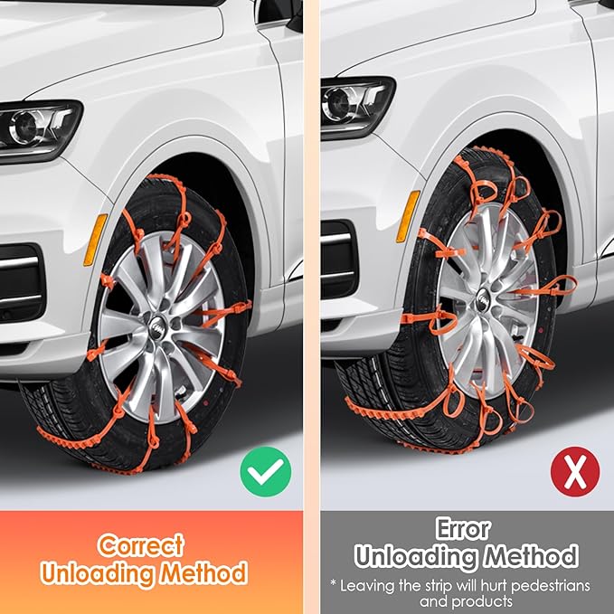 Qoosea Snow Chains Tire Chains for Car Trucks 12Pcs Universal Thickened Manganese Steel Emergency Snow Tyre Chains Adjustable
