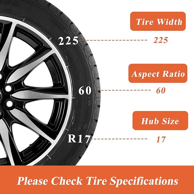 RUITO Emergency Snow Chains, Universal Tire Snow Chains for car suv semi trucks atv, Applicable Tire Width 225-295mm, Durable