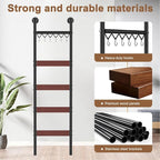 Wooden Blanket Ladder, Wall-Leaning Blanket Rack, 5 Tier Ladder Shelf, 5.6 ft Blanket Holder, Decorative Display Ladder Shelf